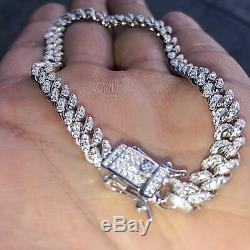 Men's Iced Miami Cuban Bracelet Solid 925 Sterling Silver Micro Pave 8 x 6 MM