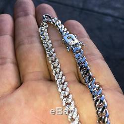 Men's Iced Miami Cuban Bracelet Solid 925 Sterling Silver Micro Pave 8" x 6 MM 