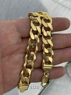 Men's Miami Cuban Link Bracelet 14k Gold Over Solid 925 Sterling Silver 14mm 53g