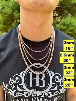 Men's Real 14k Gold Plated Solid 925 Sterling Silver Franco Chain 2-5mm Necklace