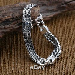 Men's Solid 925 Sterling Silver Bracelet Link Chain Well Stripe Jewelry Chain