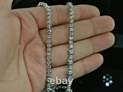 Men's White Gold Finish Sterling Silver 34 Rosary Chain / Necklace 1 Row 2 CT
