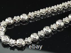 Men's White Gold Finish Sterling Silver 34 Rosary Chain / Necklace 1 Row 2 CT