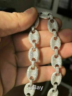 Mens 12mm Gucci Link Bracelet Solid 925 Sterling Silver ICY Man Made Diamond 6-9