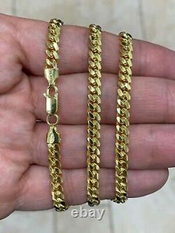 Mens 14k Gold Over Solid 925 Sterling Silver Miami Cuban Chain 5mm Necklace