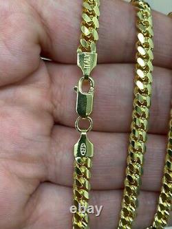 Mens 14k Gold Over Solid 925 Sterling Silver Miami Cuban Chain 5mm Necklace