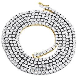 Mens 1 Row Necklace Diamond Tennis Link Choker Chain 20 Sterling Silver 0.60 CT