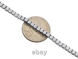 Mens 1 Row Necklace Genuine Diamond Link Choker Chain 18 Sterling Silver 1/2 CT