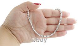 Mens 1 Row Necklace Genuine Diamond Link Choker Chain 18 Sterling Silver 1/2 CT
