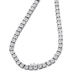 Mens 1 Row Necklace Genuine Diamond Link Choker Chain 18 to 30 Sterling Silver