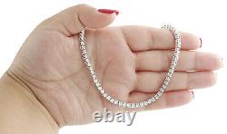 Mens 1 Row Necklace Genuine Diamond Link Choker Chain 18 to 30 Sterling Silver