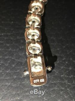 Mens 35ct Lab Diamond Single Row Tennis Bracelet Solid 925 Sterling Silver 7mm