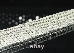 Mens 6 Row. 925 Sterling Silver White Diamond Tennis Bracelet Fanook 2.25 Ct