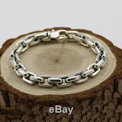 Mens 925 Sterling Silver Bracelet Link Classical Chain Loop Jewelry 6.3- 10
