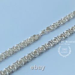 Mens Byzantine Chain Euro Necklace 925 Sterling Silver 154GR 31.49Inch 11mm