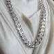 Mens Curb Cuban Link Chain Necklace 925 Sterling Silver Handmade 7mm 24inch 51gr