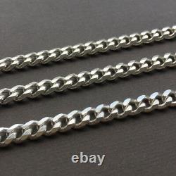 Mens Curb Cuban Link Chain Necklace 925 Sterling Silver Handmade 7mm 24Inch 51gr
