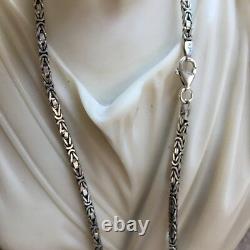 Mens King Byzantine Bali Chain Necklace 925 Sterling Silver 21GR 22Inch 2.5mm