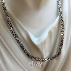 Mens King Byzantine Bali Chain Necklace 925 Sterling Silver 21GR 22Inch 2.5mm