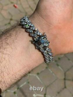 Mens Miami Cuban Bracelet REAL Solid 925 Sterling Silver Iced CZ Heavy Link 75g