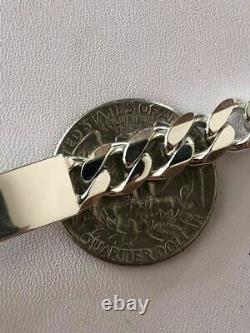 Mens Miami Cuban ID Cuff Link Bracelet Solid 925 Sterling Silver 8.5 9mm 25g