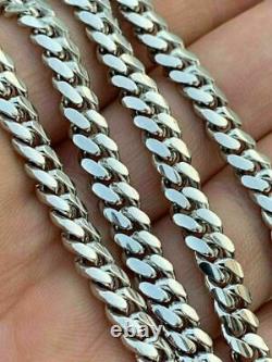Mens Miami Cuban Link Chain Real Solid 925 Sterling Silver Box Lock Necklace 5mm