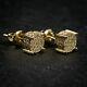 Mens Micro Pave Sterling Silver Gold Hip Hop Stud Iced Cz Screw Back Earrings