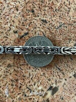 Mens Real Solid 925 Sterling Silver Byzantine Bracelet 6mm 35 Grams 8 Heavy