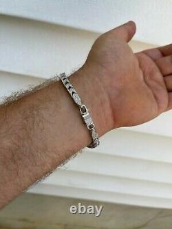 Mens Real Solid 925 Sterling Silver Men's Franco Bracelet 6mm Thick ICED Diamond
