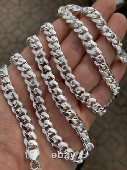 Mens Real Solid 925 Sterling Silver Miami Cuban Chain 2-12mm Heavy Link Necklace