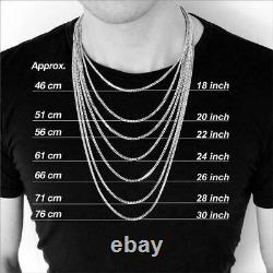 Mens Real Solid 925 Sterling Silver Miami Cuban Chain 2-12mm Heavy Link Necklace