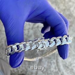 Mens Real Solid 925 Sterling Silver Miami Cuban Chain Heavy Necklace 24 x 12 mm