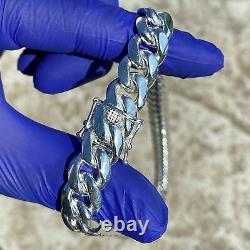Mens Real Solid 925 Sterling Silver Miami Cuban Chain Heavy Necklace 24 x 12 mm