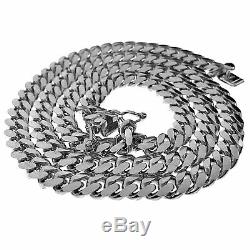 Mens Real Solid 925 Sterling Silver Miami Cuban Link Chain Italy Necklace 20
