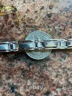 Mens Real Solid 925 Sterling Silver Presidential Custom Link Bracelet 9mm Wide