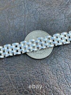 Mens Real Solid 925 Sterling Silver Presidential Custom Watch Link Bracelet 10mm