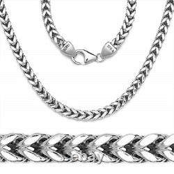 Mens Solid 925 Sterling Silver 3.7mm Franco Square Box Link Chain Necklace
