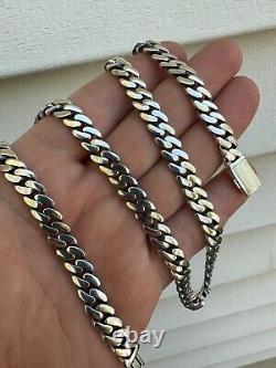 Miami Cuban Link Chain Necklace Real 925 Sterling Silver Sleek Box Clasp 6-12mm