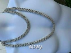 Miami Cuban Prong Chain Solid 925 Sterling Silver 18 Choker 30 Mens Necklace