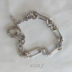 NEW LAGOS Sterling Silver Signature Caviar Mixed Link Bracelet 7.75