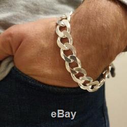 NEW Mens Cuban Link Chain Bracelet 13mm 52GR 9.05Inch SOLID 925 Sterling Silver