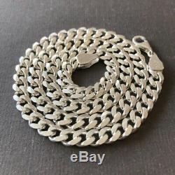 NEW REAL 7mm 925 Sterling Silver Curb Cuban Link Chain Mens Necklace 20Inch 40gr