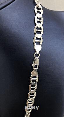 NEW Solid 925 Sterling Silver 7.5MM Anchor Mariner Chain Necklace ALL Sizes