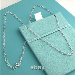 NEW Tiffany & Co 18 Sterling Silver Oval Link Chain Necklace