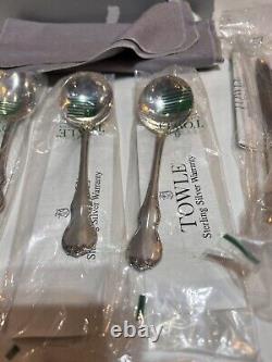 NEW Vtg Towle Sterling Silver French Provincial 2 Set of 5 Pc Flatware Set
