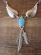 Native American Jewelry Opal Feather Sterling Silver Necklace By V. Betone