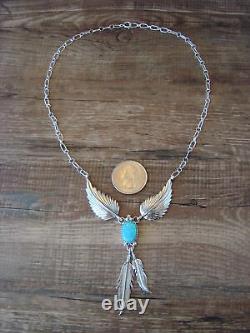 Native American Jewelry Opal Feather Sterling Silver Necklace by V. Betone