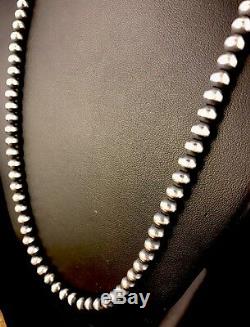 Native American Navajo Pearls 4mm Sterling Silver Bead Necklace 21 Sale
