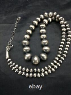Native American Navajo Pearls Graduated Sterling Silver Bead Necklace 26