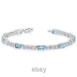 Natural Blue Topaz 925 Sterling Silver Tennis Bracelet Jewelry